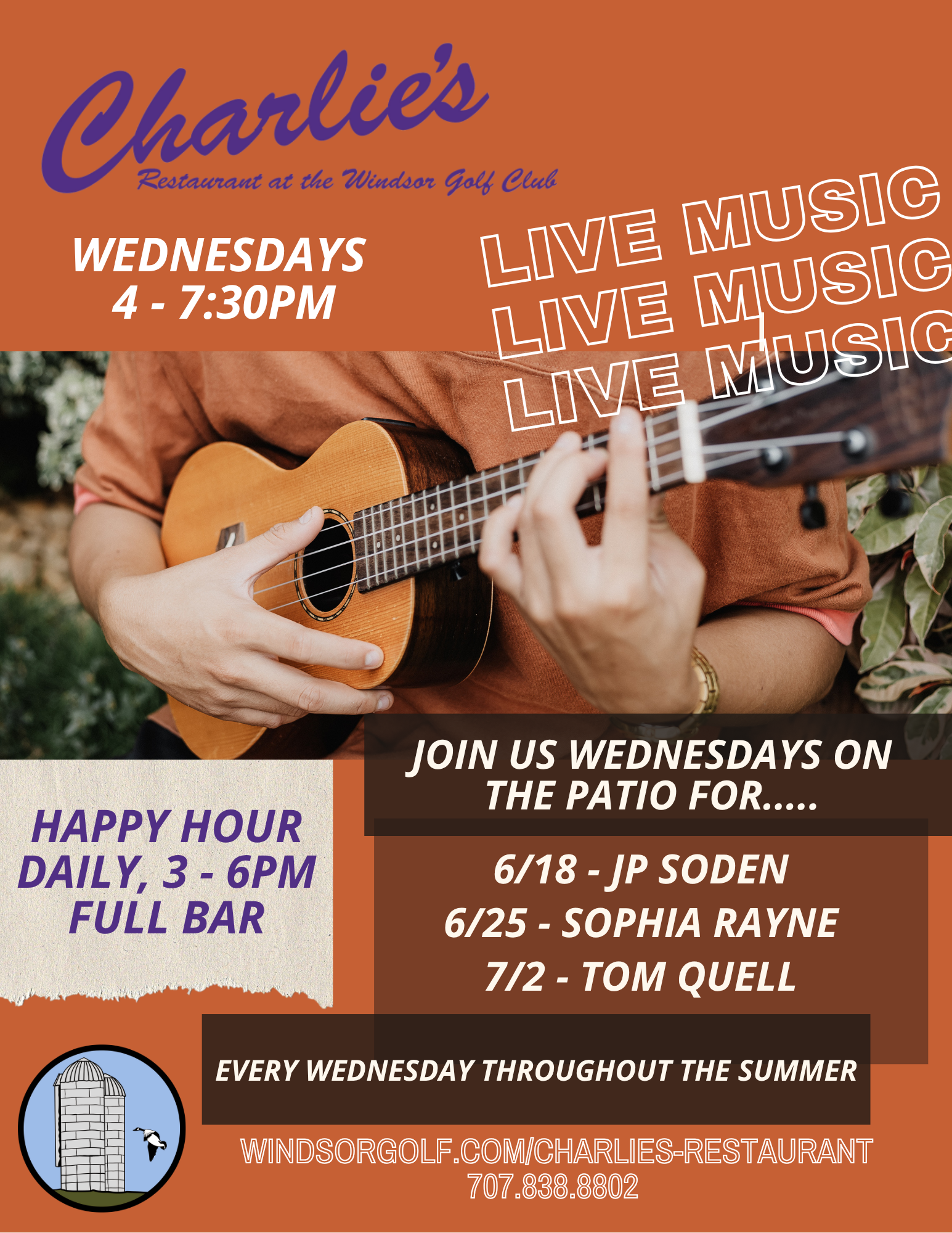 Charlie's Music On The Patio Promo Flyer JP, Sophia & Tom
